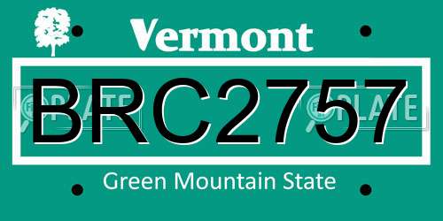 BRC2757 Vermont License Plate