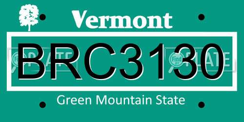 BRC3130 Vermont License Plate