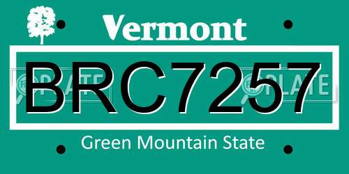 BRC7257 Vermont License Plate