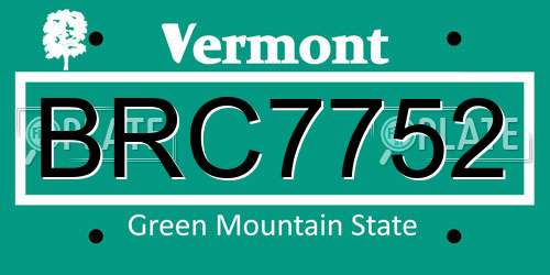 BRC7752 Vermont License Plate