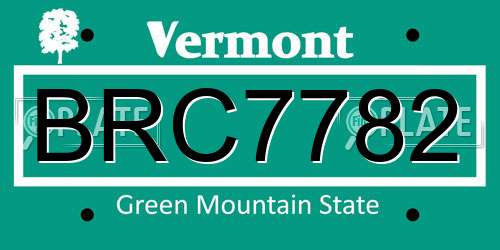BRC7782 Vermont License Plate