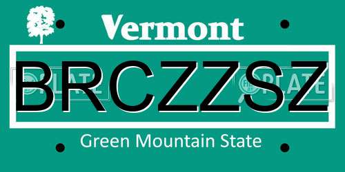 BRCZZSZ Vermont License Plate