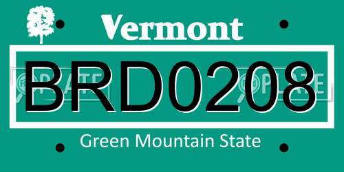 BRD0208 Vermont License Plate