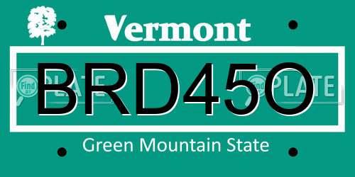 BRD45O Vermont License Plate