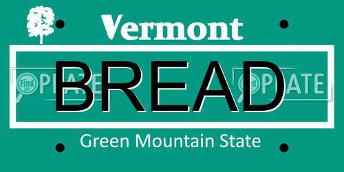 BREAD Vermont License Plate