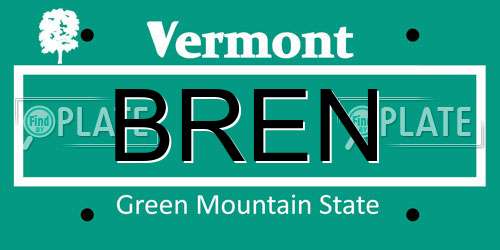 BREN Vermont License Plate