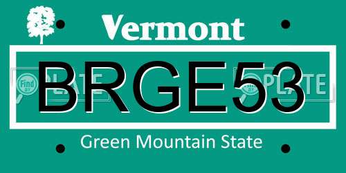BRGE53 Vermont License Plate