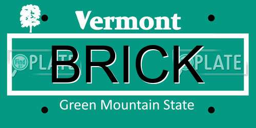BRICK Vermont License Plate
