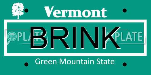 BRINK Vermont License Plate