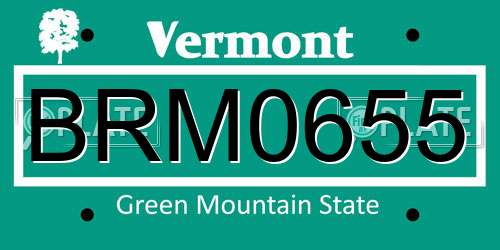 BRM0655 Vermont License Plate