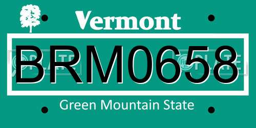 BRM0658 Vermont License Plate