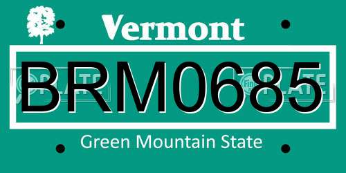 BRM0685 Vermont License Plate