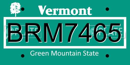BRM7465 Vermont License Plate