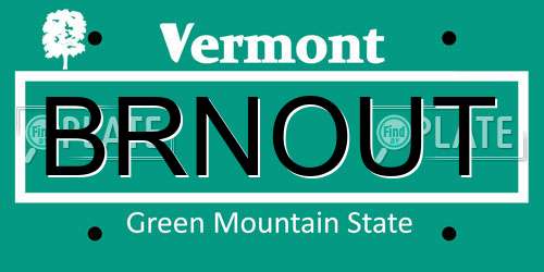 BRNOUT Vermont License Plate