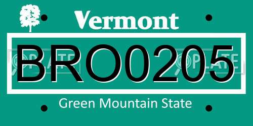 BRO0205 Vermont License Plate