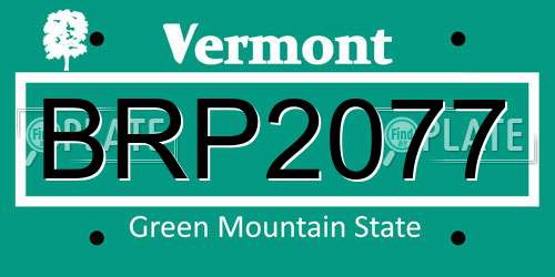 BRP2077 Vermont License Plate