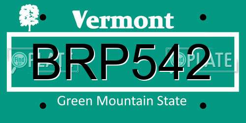 BRP542 Vermont License Plate