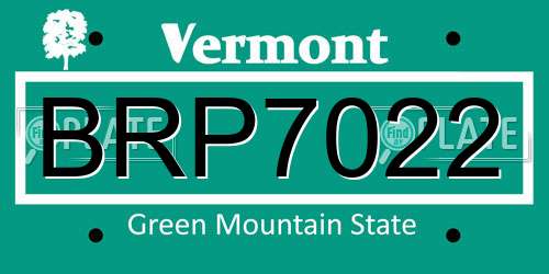 BRP7022 Vermont License Plate