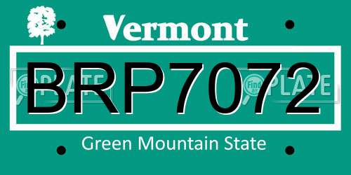 BRP7072 Vermont License Plate