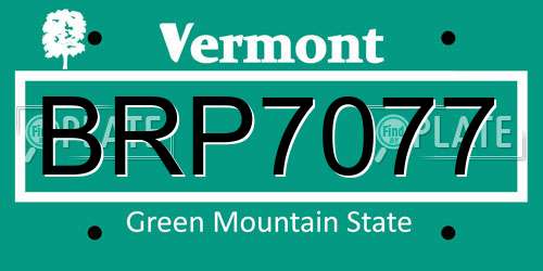 BRP7077 Vermont License Plate