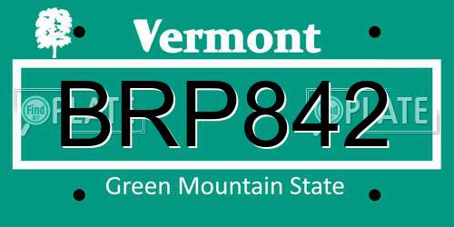 BRP842 Vermont License Plate