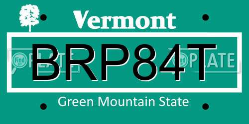 BRP84T Vermont License Plate