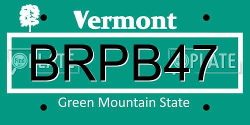 BRPB47 Vermont License Plate