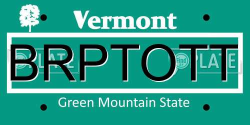 BRPTOTT Vermont License Plate