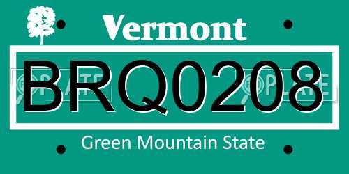 BRQ0208 Vermont License Plate