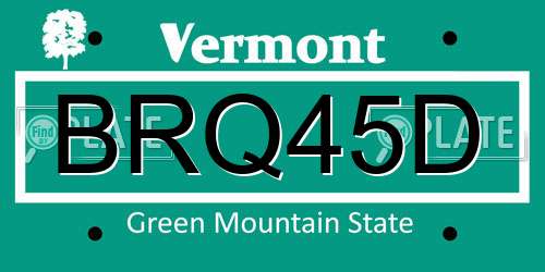 BRQ45D Vermont License Plate