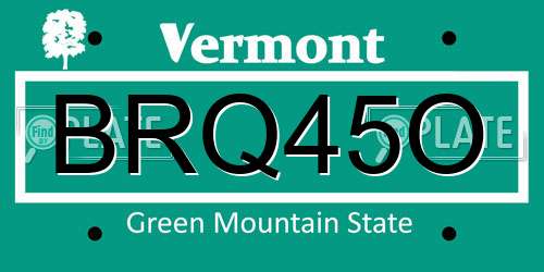 BRQ45O Vermont License Plate