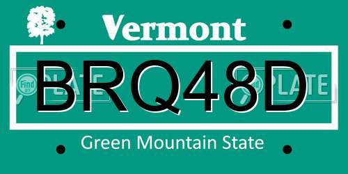BRQ48D Vermont License Plate