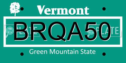 BRQA50 Vermont License Plate