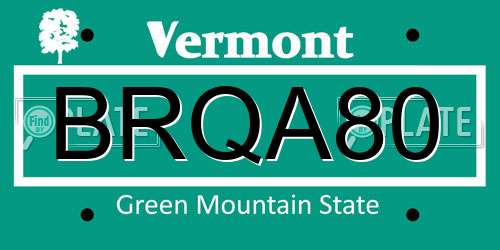 BRQA80 Vermont License Plate