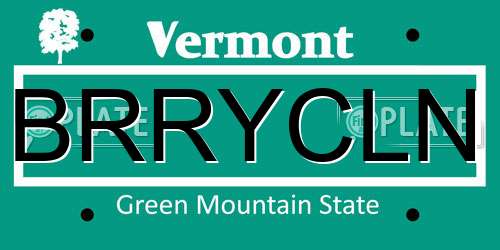 BRRYCLN Vermont License Plate