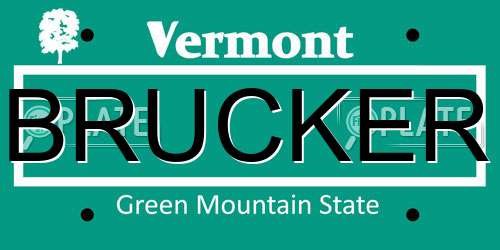 BRUCKER Vermont License Plate