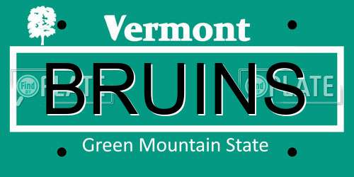 BRUINS Vermont License Plate