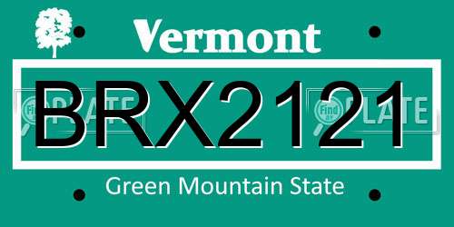 BRX2121 Vermont License Plate