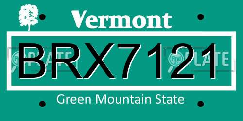 BRX7121 Vermont License Plate