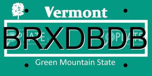BRXDBDB Vermont License Plate