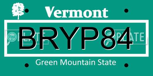 BRYP84 Vermont License Plate