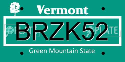 BRZK52 Vermont License Plate