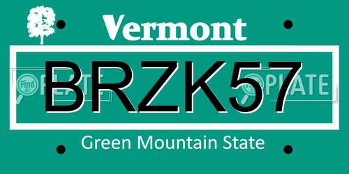 BRZK57 Vermont License Plate
