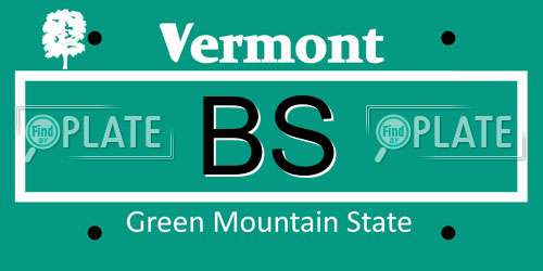BS Vermont License Plate
