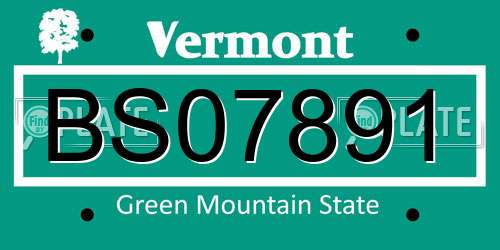 BS07891 Vermont License Plate