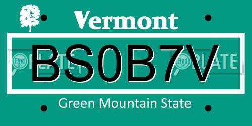BS0B7V Vermont License Plate