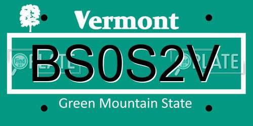BS0S2V Vermont License Plate