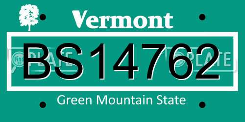 BS14762 Vermont License Plate