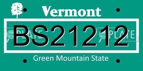 BS21212 Vermont License Plate