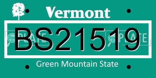 BS21519 Vermont License Plate